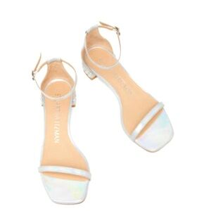 Stuart Weitzman‎ shoes block heel Nudistcurve Pearl Flat Sandals dress strap 8